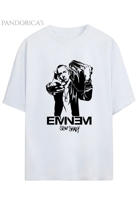 EMINEM SLIM SHADY BASKILI YAZILI PAMUKLU UNISEX TİŞÖRT
