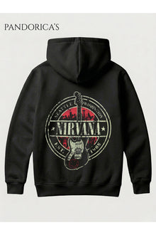 NIRVANA Tasarımı Yazılı SIRT Baskılı Unisex Kapüşonlu Pamuklu Sweatshirt Kanguru Cep Hoodie