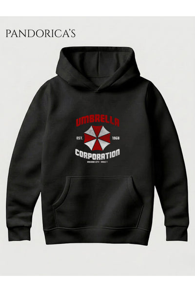 Resident Evil "UMBRELLA CORPORATION T-VIRUS" Tasarımı Yazılı Baskılı Unisex Kapüşonlu Pamuklu Gamer Sweatshirt Hoodie