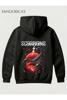 SCORPIONS Tasarımı Yazılı SIRT Baskılı Unisex Kapüşonlu Pamuklu Kanguru Cepli Sweatshirt Hoodie