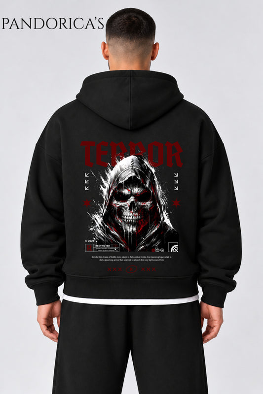 Urban Streetwear Konseptli Unisex Oversize Yazılı SIRT Baskılı Pamuklu Kapüşonlu Fermuarlı Hırka