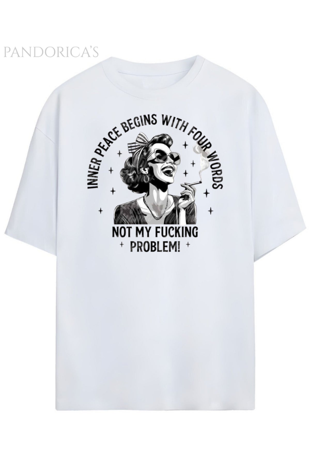 Beyaz Pandorica's İronik Retro Tasarım Unisex Pamuklu T-Shirt - 119