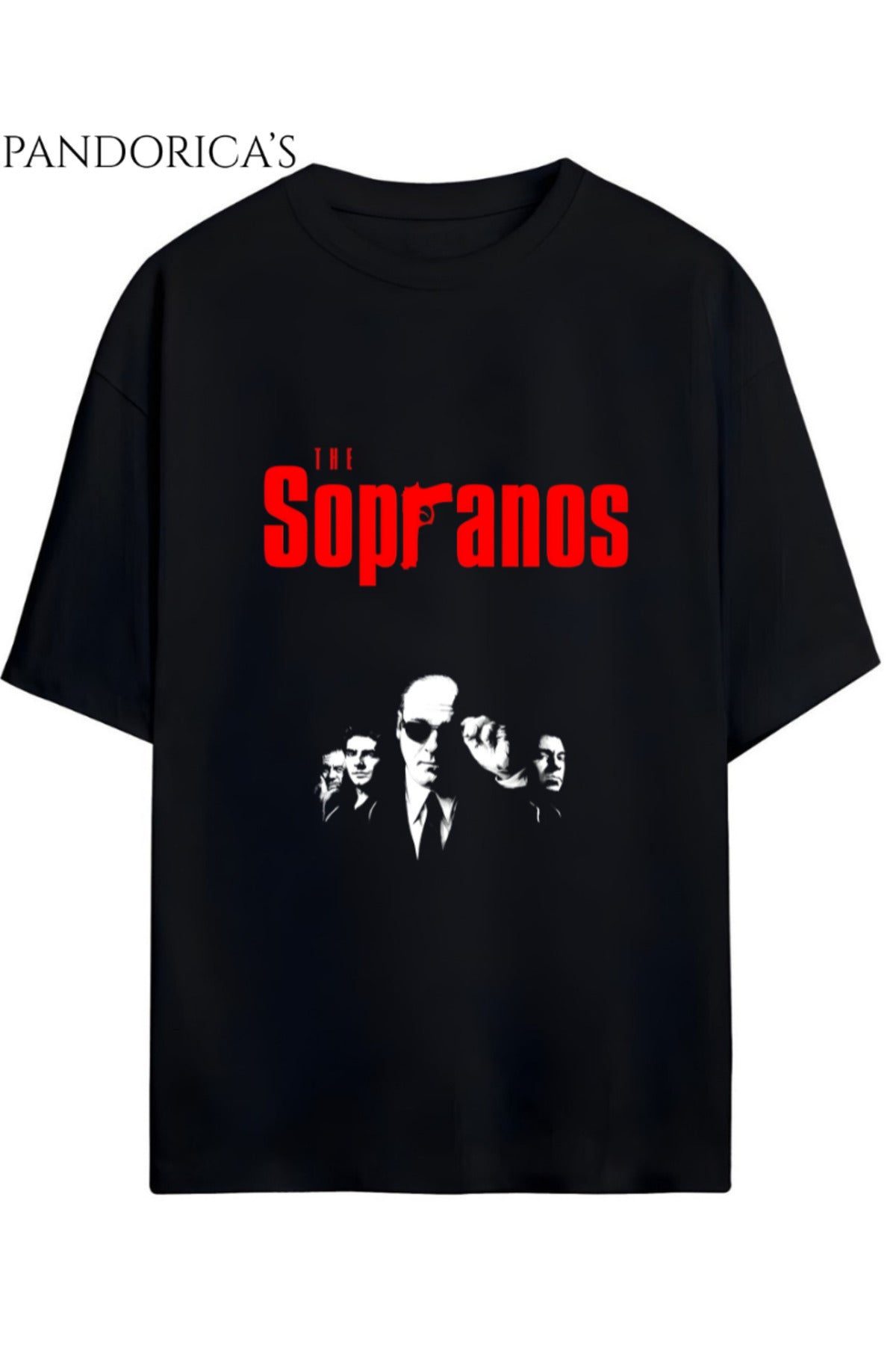 Siyah The Sopranos Tasarımı Yazılı Baskılı Unisex Pamuklu Relaxed Kalıp T-Shirt - 6