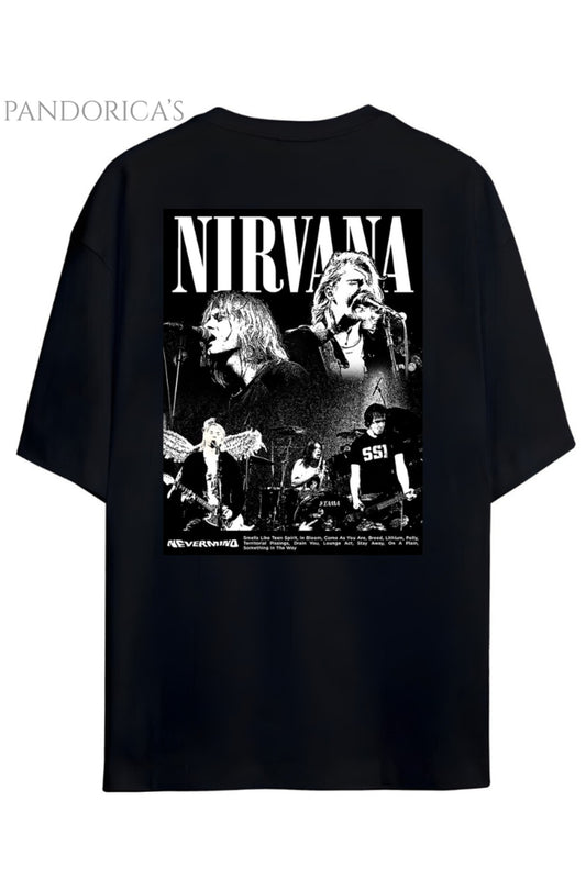 Pandorica's Nirvana Tasarımı Sırt Baskılı Unisex Pamuklu T-shirt