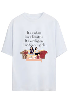Gilmore Girls Tasarım Serisi Lorelai ve Rory Yazılı Baskılı Relaxed Kalıp Pamuklu Unisex Tişört