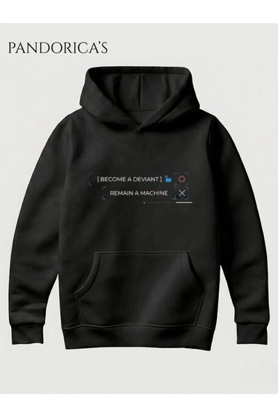 DETROIT:BECOME HUMAN SEÇİM ANI Tasarımı "I'M ALIVE" Yazılı ÖN VE SIRT Baskılı Unisex Kapüşonlu Pamuklu Sweatshirt Hoodie