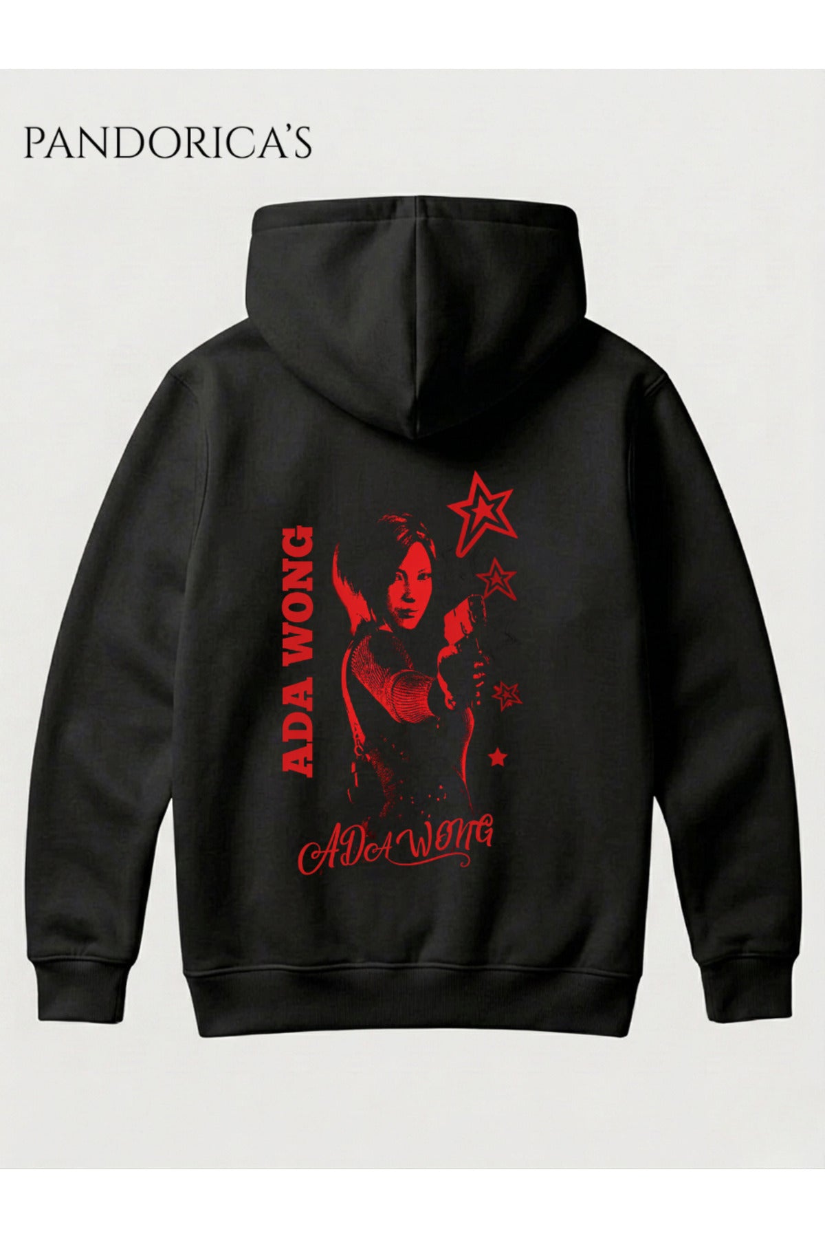 Resident Evil "Ada Wong" Tasarımı Yazılı Sırt Baskılı Unisex Kapüşonlu Pamuklu Gamer Sweatshirt Hoodie
