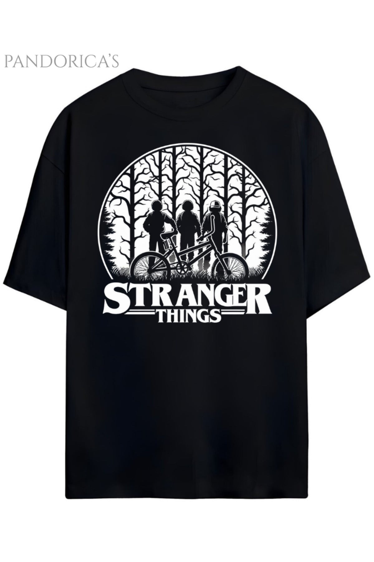 Siyah Pandorica's Stranger Things Tasarımı Unisex Pamuklu T-Shirt - 21