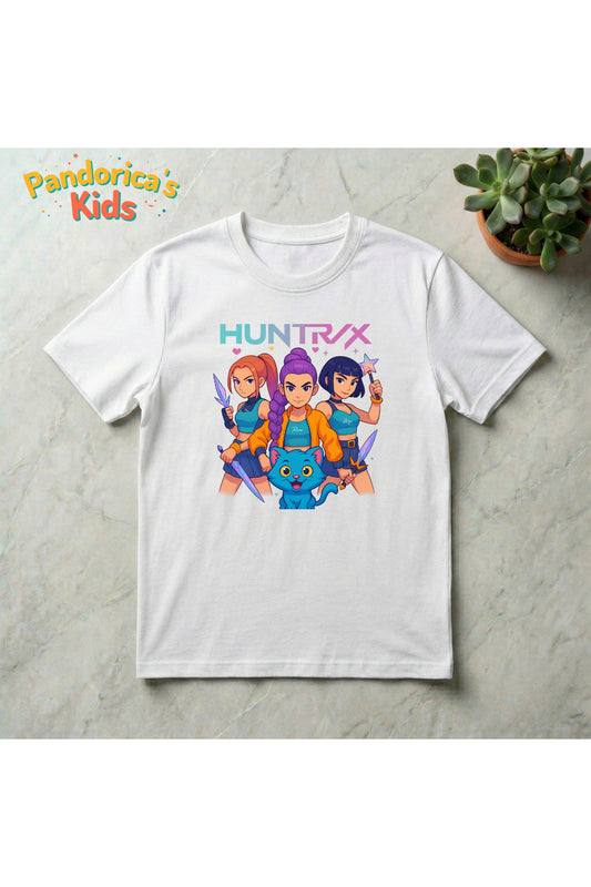 Pandorica's Kpop İblis Avcıları (Demon Hunters) Tasarımı Pamuklu Unisex Çocuk T-shirt
