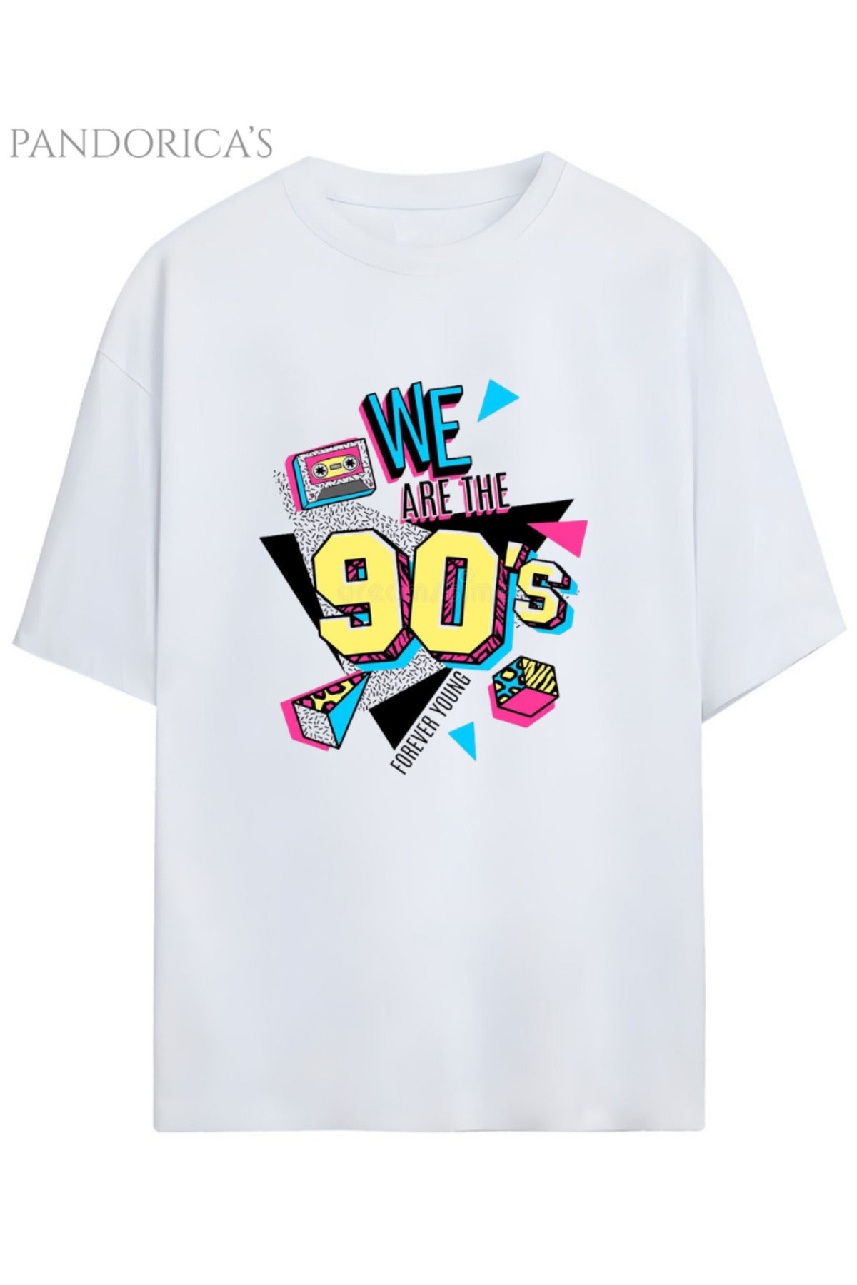 Pandorica's Funky 1990Lar Baskılı Retro Tasarım Serisi Unisex Pamuklu Tişört