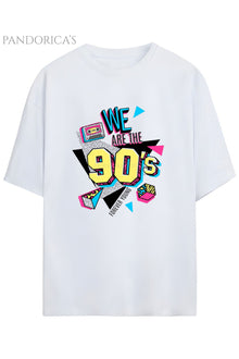 Pandorica's Funky 1990lar Baskılı Retro Tasarım Serisi Unisex Pamuklu Tişört