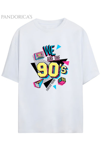 Pandorica's Funky 1990lar Baskılı Retro Tasarım Serisi Unisex Pamuklu Tişört