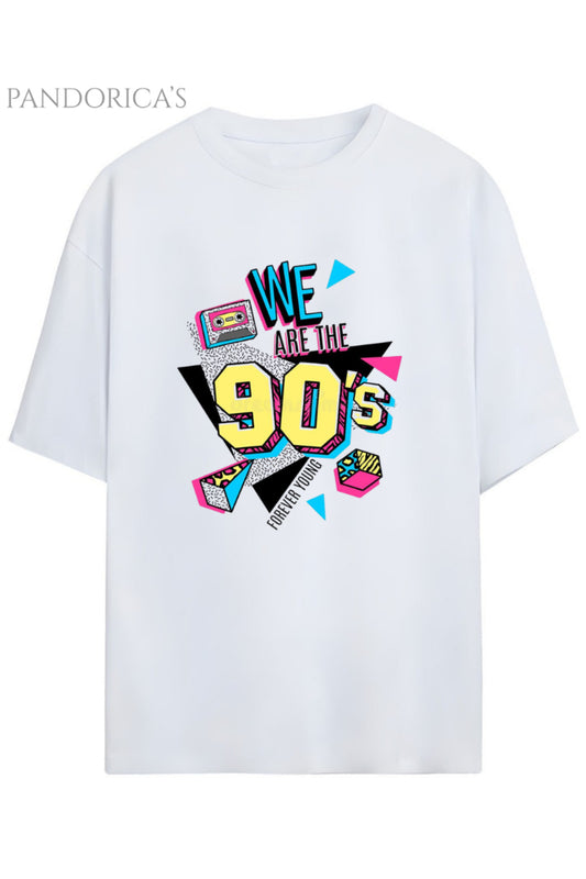 Pandorica's Funky 1990lar Baskılı Retro Tasarım Serisi Unisex Pamuklu Tişört