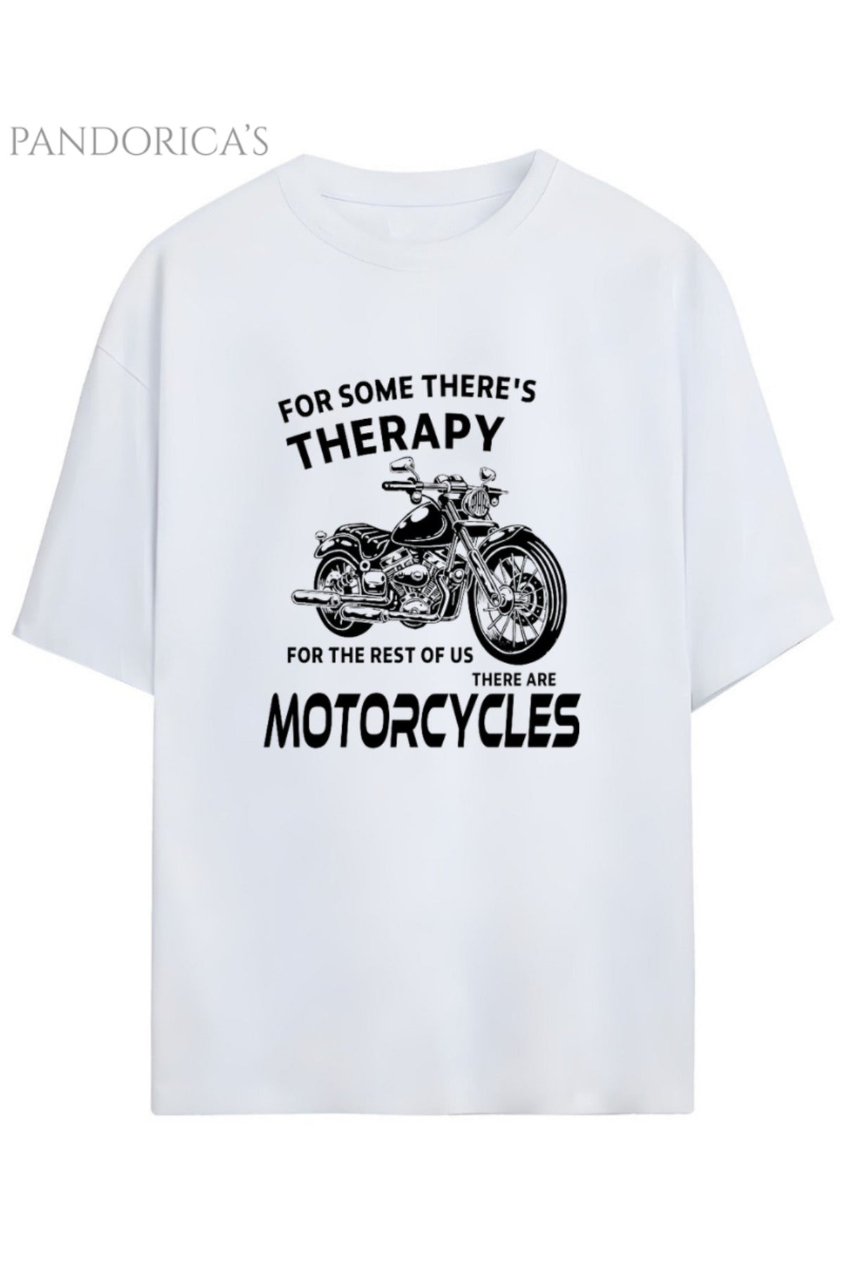 Beyaz Pandorica's Motorcu Tasarımı Baskılı Yazılı Unisex Pamuklu T-Shirt - 35