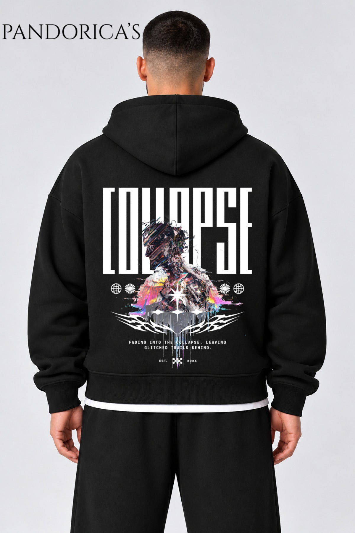 Siyah Urban Streetwear Konseptli Unisex Oversize Yazılı Sırt Baskılı Pamuklu Kapüşonlu Fermuarlı Hırka - 21