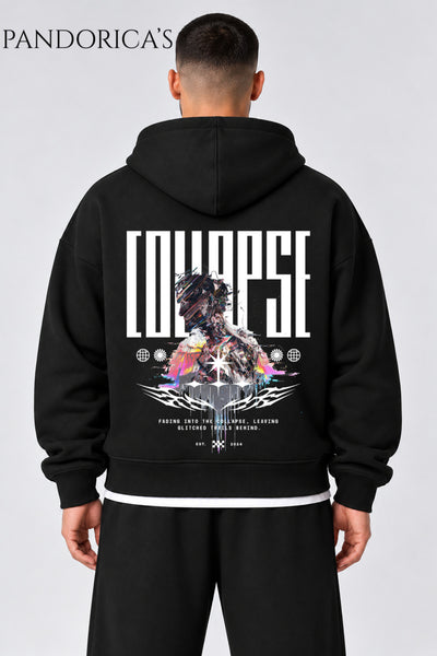Urban Streetwear Konseptli Unisex Oversize Yazılı SIRT Baskılı Pamuklu Kapüşonlu Fermuarlı Hırka