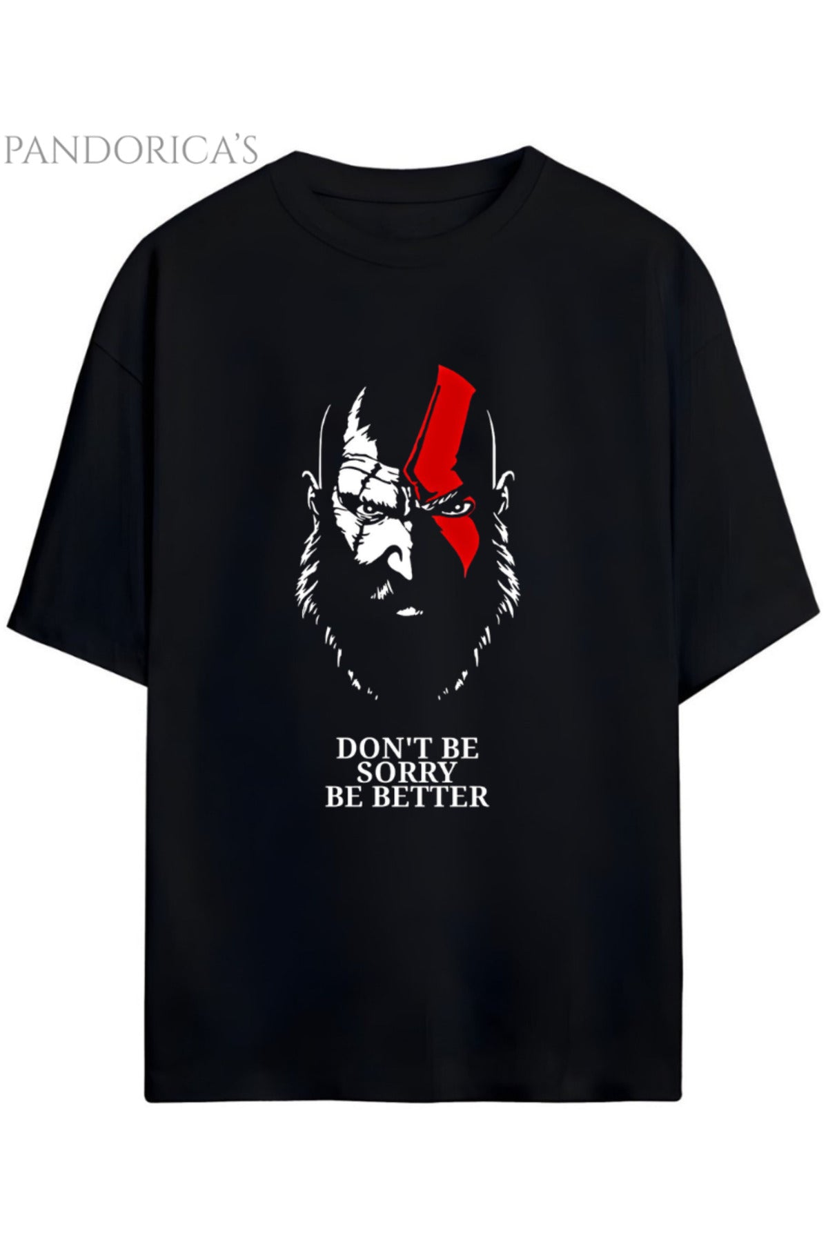 God Of War Tasarım Serisi "Don't Be Sorry Be Better" Yazılı Kratos Baskılı Unisex Gamer Tişört