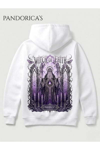 DARK SOULS Özel Tasarım Serisi "WITCH OF FAITH" Yazılı Sırt Baskılı Unisex Pamuklu Kapüşonlu Sweatshirt Hoodie