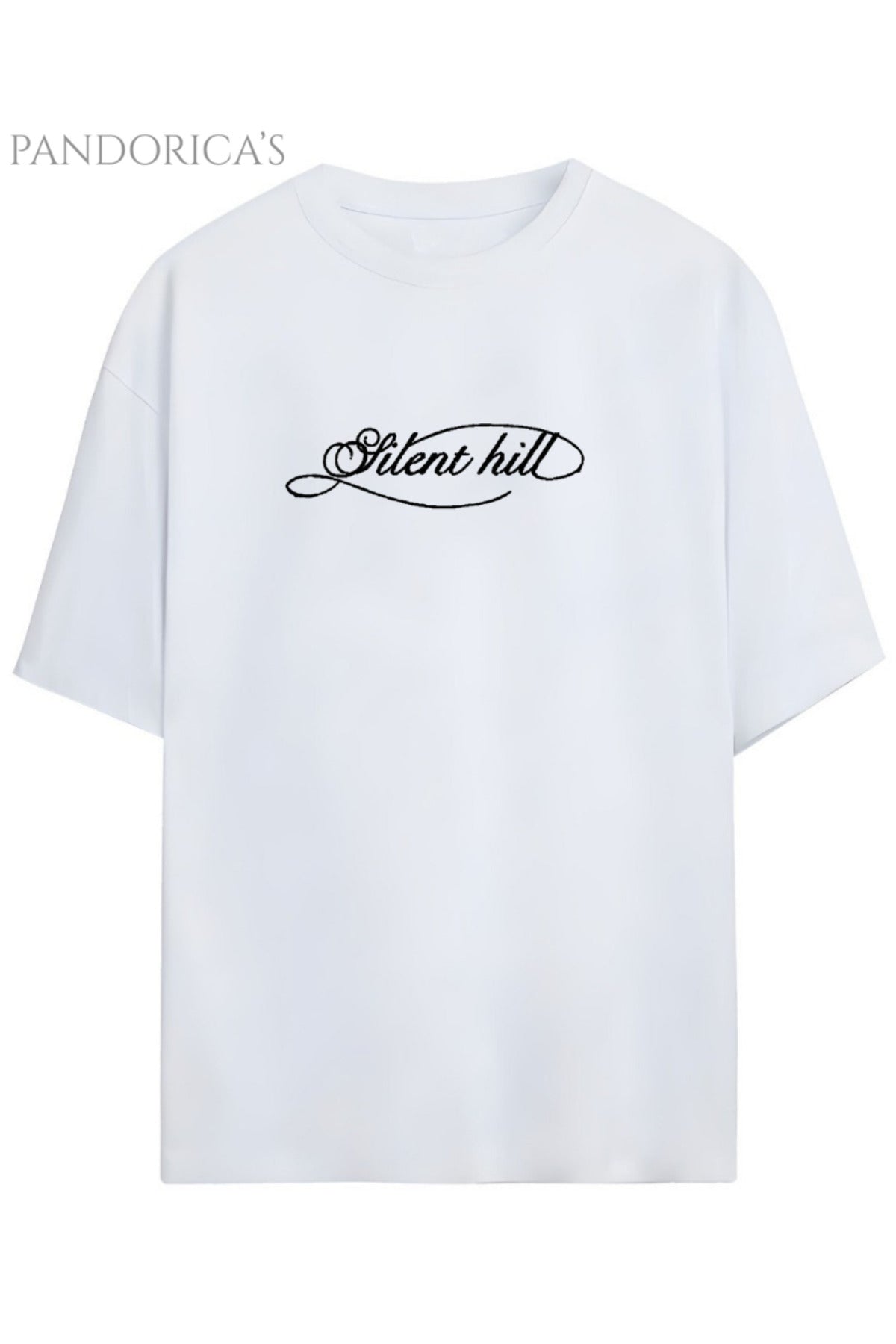 Pandorica's SILENT HILL Tasarımı Sırt ve Ön Baskılı Unisex Pamuklu T-shirt