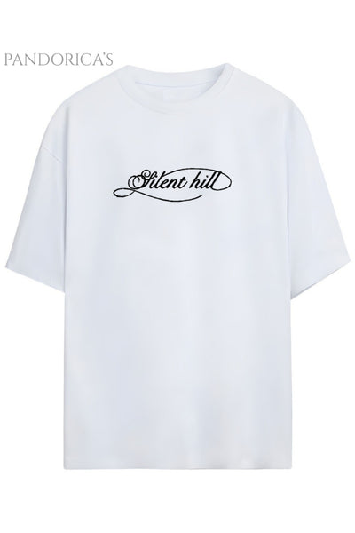 Pandorica's SILENT HILL Tasarımı Sırt ve Ön Baskılı Unisex Pamuklu T-shirt