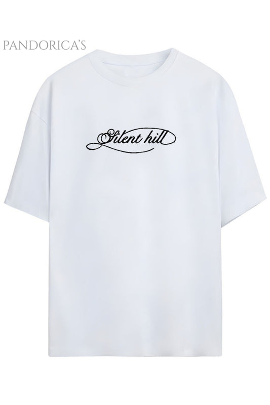 Pandorica's SILENT HILL Tasarımı Sırt ve Ön Baskılı Unisex Pamuklu T-shirt