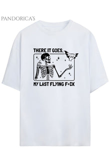 Pandorica's İronik Komik İskelet Tasarim Kelebek Baskılı Yazılı Unisex Pamuklu T-shirt