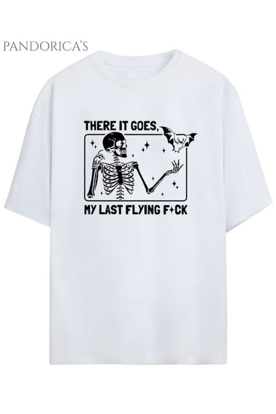 Pandorica's İronik Komik İskelet Tasarim Kelebek Baskılı Yazılı Unisex Pamuklu T-shirt
