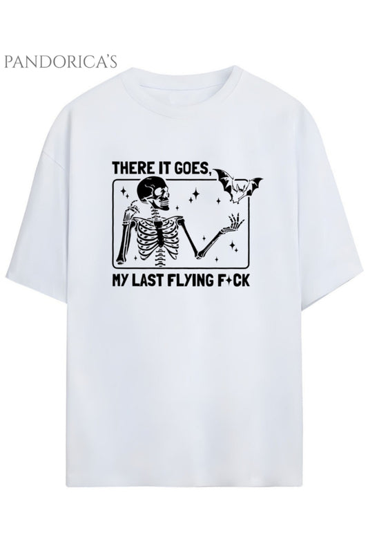 Pandorica's İronik Komik İskelet Tasarim Kelebek Baskılı Yazılı Unisex Pamuklu T-shirt