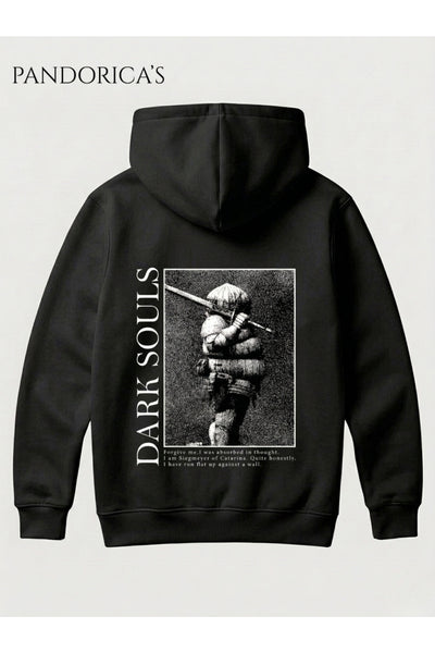 DARK SOULS 3 Tasarımı "ONION KNIGHT" SIRT Baskılı Unisex Kapüşonlu Pamuklu Gamer Sweatshirt Hoodie