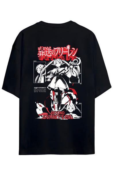 Frieren: Beyond Journey's End (Sousou no Frieren) Sırt Baskılı Yazılı Pamuklu Unisex Tişört