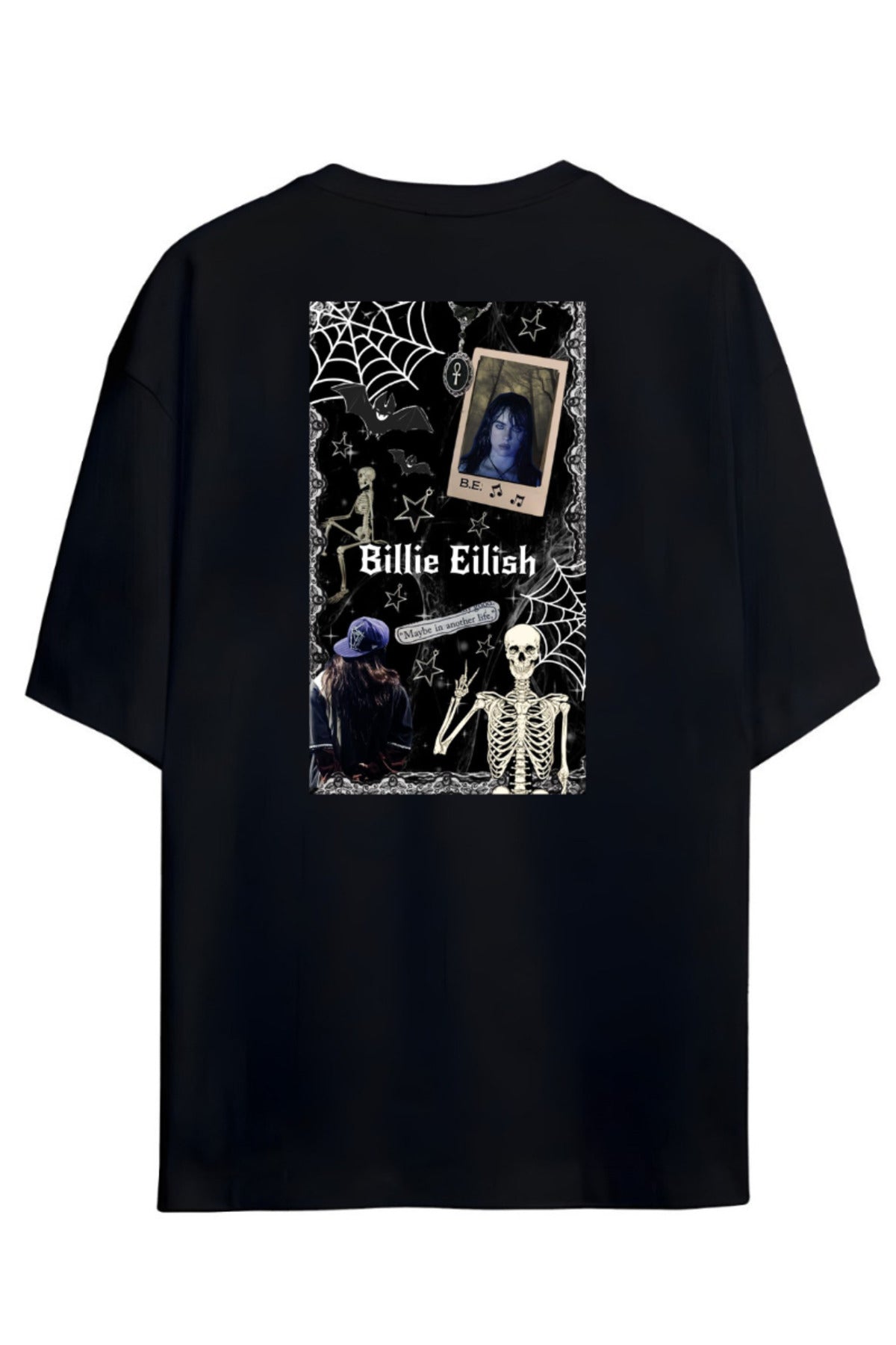Billie Eilish Tasarımı Sırt Ve Göğüs Baskılı Unisex Pamuklu T-Shirt