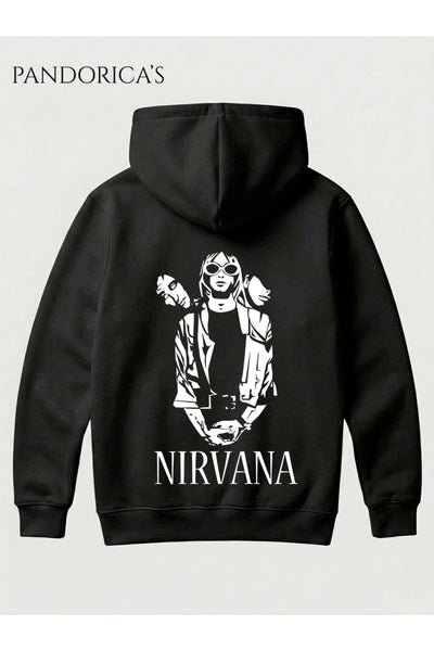 NIRVANA Tasarımı Yazılı SIRT Baskılı Unisex Kapüşonlu Pamuklu Sweatshirt Kanguru Cep Hoodie