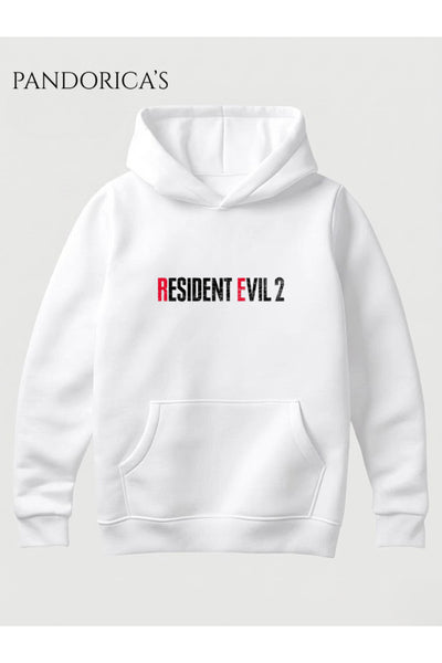 Resident Evil 2 "STRAIGHT OUTTA RACCOON CITY" Tasarımı Yazılı SIRT ve ÖN Baskılı Unisex Kapüşonlu Pamuklu Gamer Sweatshirt Hoodie