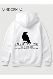 Game Of Thrones "NIGHT'S WATCH"" Tasarımı Yazılı Sırt ve Ön Baskılı Unisex Kapüşonlu Pamuklu Sweatshirt (Hoodie)