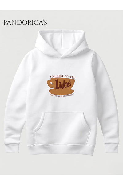 GILMORE GIRLS İkonik "LUKE'S" Tasarımı Yazılı Baskılı Unisex Kapüşonlu Pamuklu Sweatshirt Hoodie