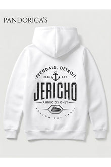 DETROIT:BECOME HUMAN Tasarımı "JERICHO FOLLOW THE TRAILS" Yazılı SIRT Baskılı Unisex Kapüşonlu Pamuklu Sweatshirt Hoodie
