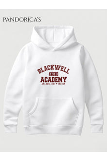 LIFE IS STRANGE Tasarımı "BLACKWELL ACADEMY ARCADIA BAY" Yazılı Baskılı Unisex Kapüşonlu Pamuklu Sweatshirt Hoodie