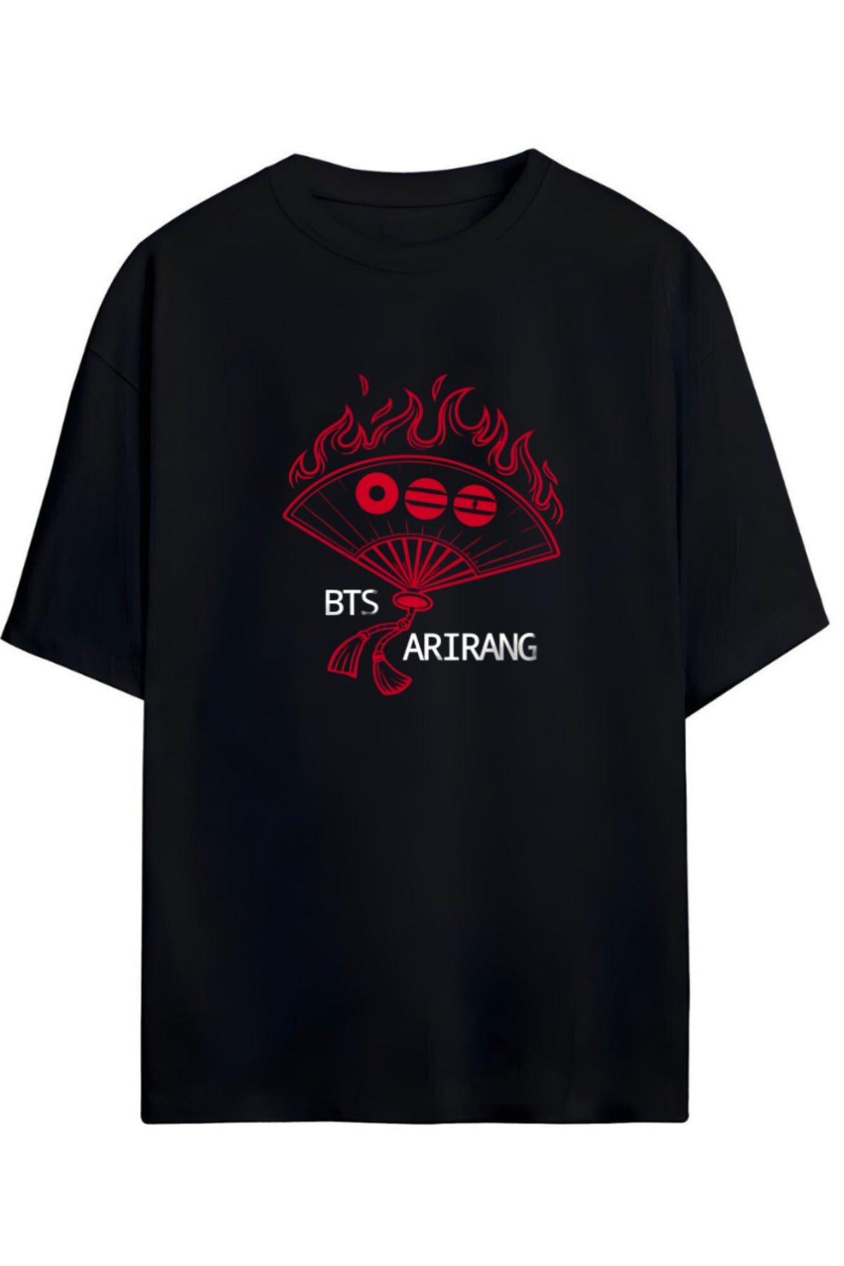 BTS K-Pop Baskılı "Arirang" Yazılı Relaxed Kalıp Pamuklu Unisex Tişört