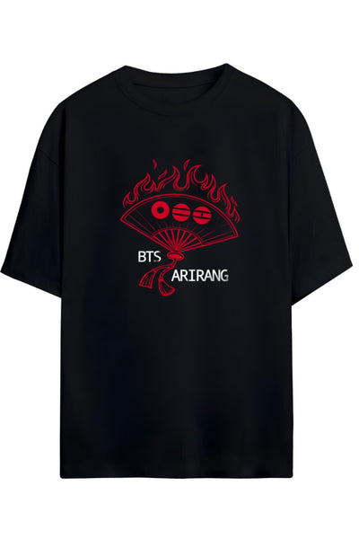 BTS K-Pop Baskılı "ARIRANG" Yazılı Relaxed Kalıp Pamuklu Unisex Tişört