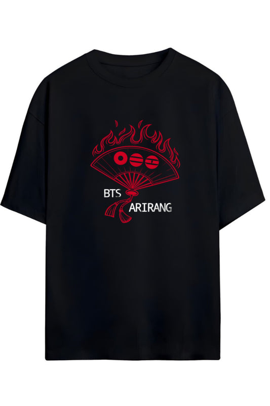 BTS K-Pop Baskılı "ARIRANG" Yazılı Relaxed Kalıp Pamuklu Unisex Tişört