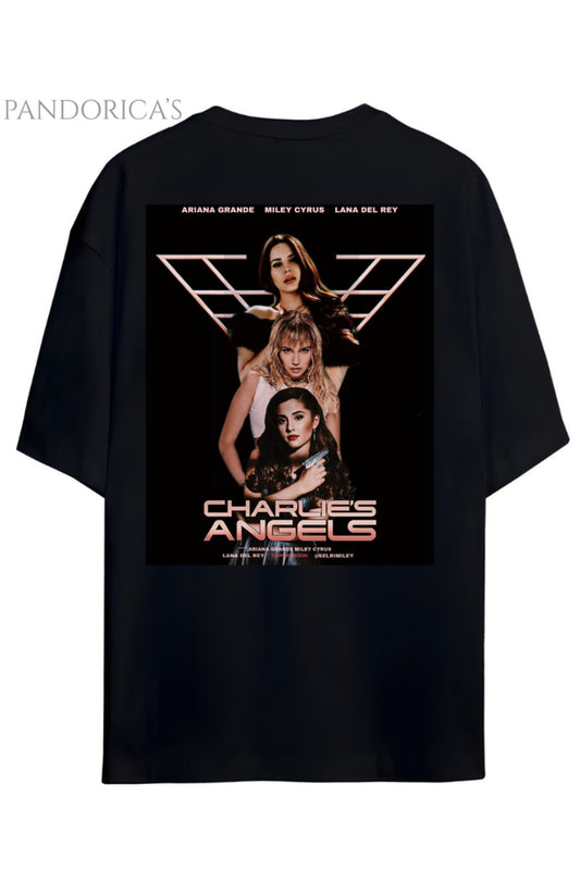 Pandorica's Miley Cyrus Ariana Grande Lana Del Rey Angels Sırt&Göğüs Baskılı Unisex Pamuklu T-shirt