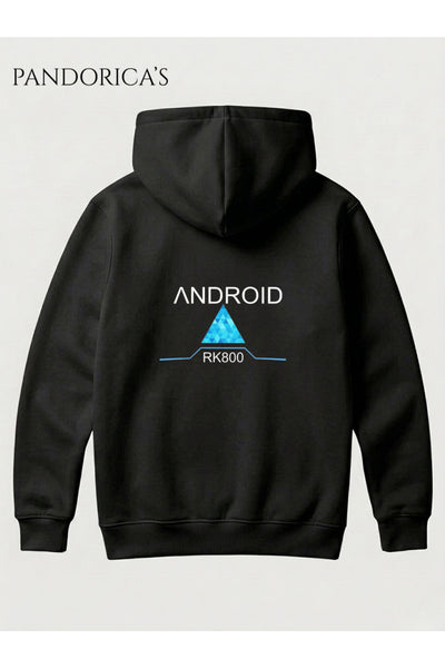 DETROIT: BECOME HUMAN Özel Tasarımı "CONNAR RK800" Yazılı ÖN VE SIRT Baskılı Unisex Kapüşonlu Pamuklu Sweatshirt Hoodie