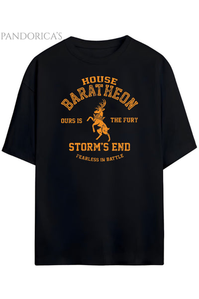 Pandorica's Game of Thrones Tasarımı House Baratheon Baskılı Unisex Pamuklu T-shirt