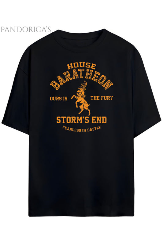 Pandorica's Game of Thrones Tasarımı House Baratheon Baskılı Unisex Pamuklu T-shirt