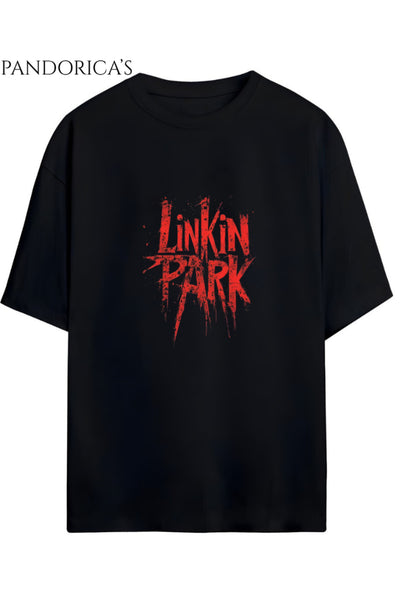 Linkin Park Tasarimi Yazılı Baskılı Unisex Relaxed Kalıp Pamuklu T-shirt