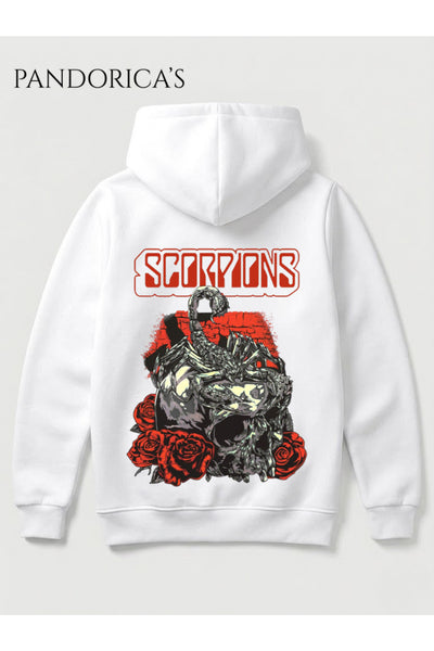 SCORPIONS Tasarımı Yazılı SIRT Baskılı Unisex Kapüşonlu Pamuklu Kanguru Cepli Sweatshirt Hoodie