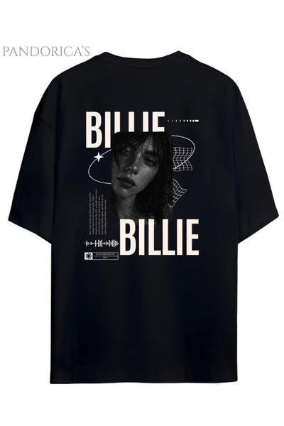 Pandorica's Billie Eilish Sırt ve Ön Baskılı Tasarım Unisex Pamuklu T-shirt