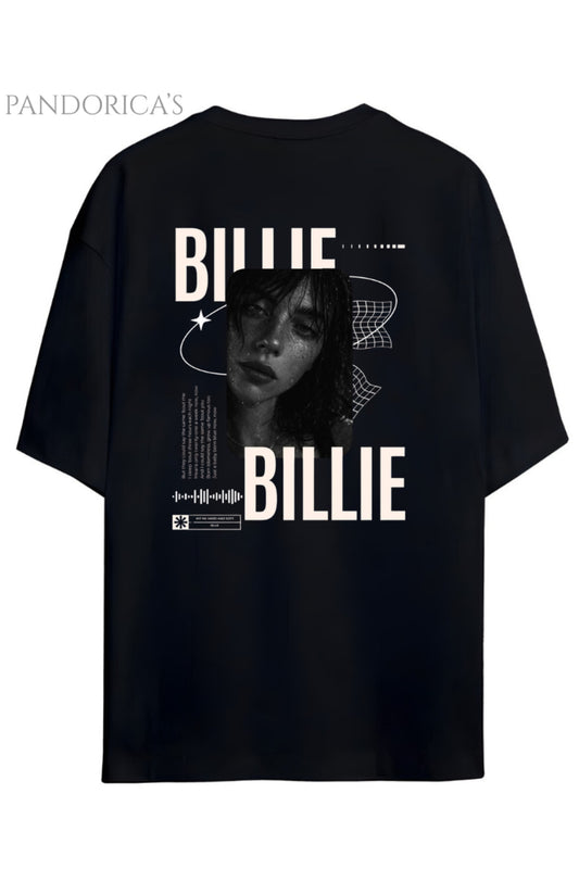 Pandorica's Billie Eilish Sırt ve Ön Baskılı Tasarım Unisex Pamuklu T-shirt