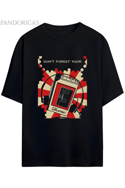 Pandorica's 90lar "DON'T FORGET YOUR WALKMAN" Yazılı Retro Tasarım Serisi Unisex Pamuklu Tişört