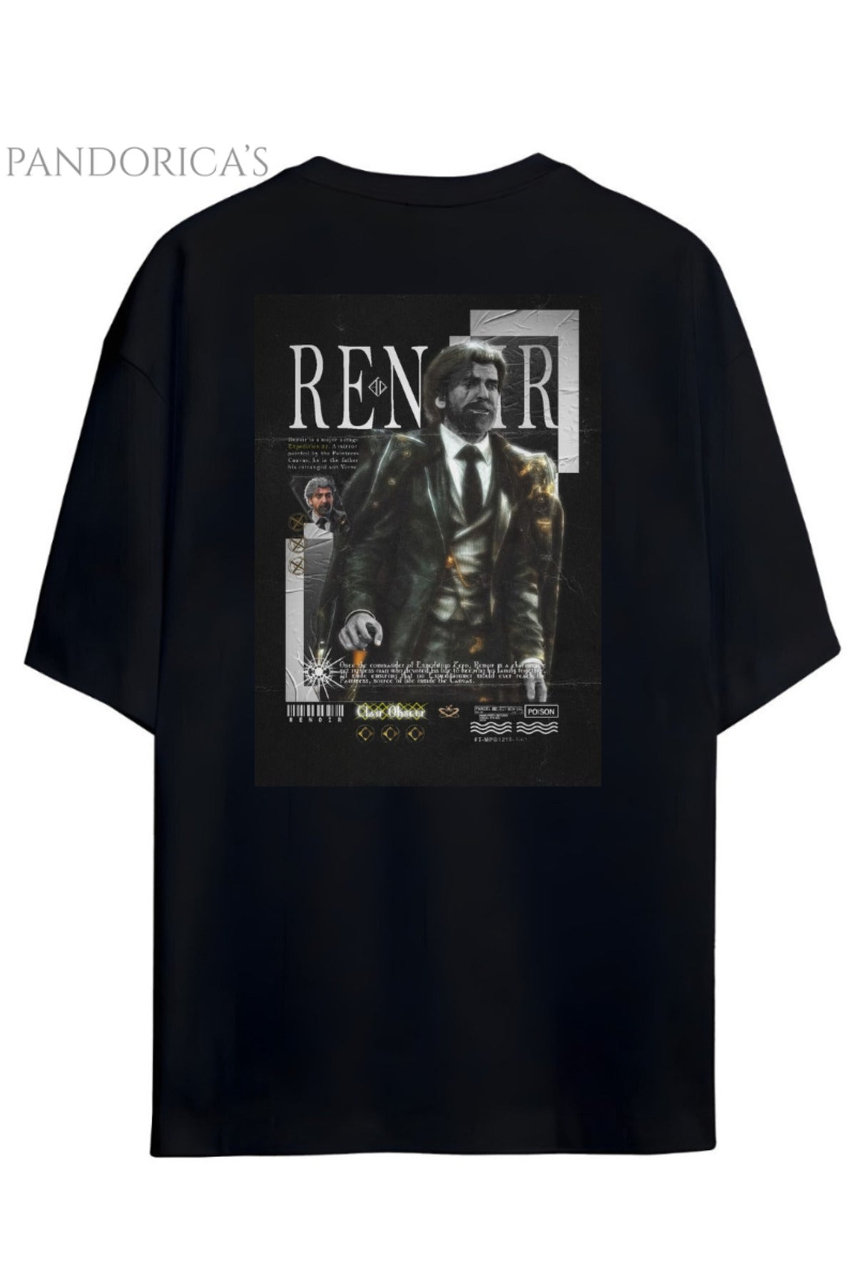 Siyah Pandorica's Expedition 33 Clair Obscure Sırt Ve Göğüs Tasarım Baskılı Unisex Pamuklu T-Shirt - 25